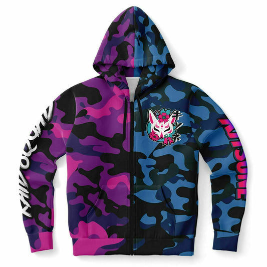 Kitsune Camo Athletic Zip-Up Hoodie