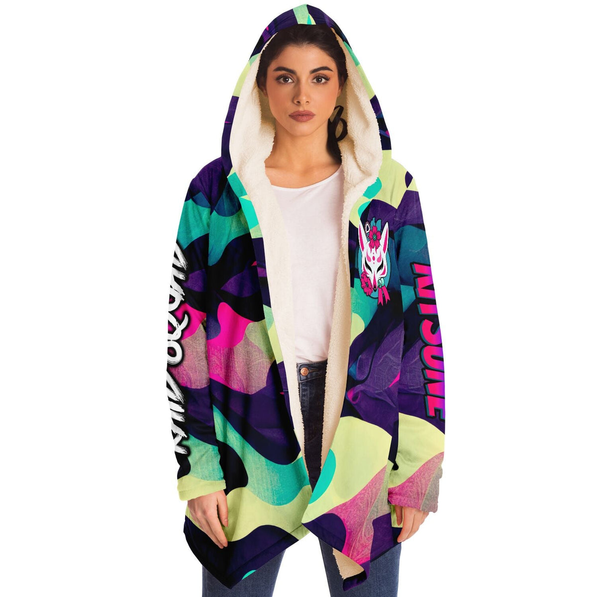 Kitsune Funky Colored Camo Women Cloak